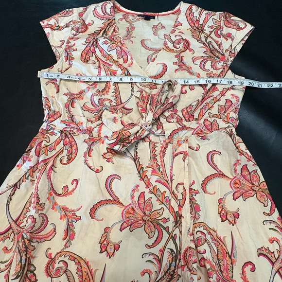 Tommy Hilfiger Pink and Cream Paisley Midi Dress size L with tie waist - Picture 4 of 13